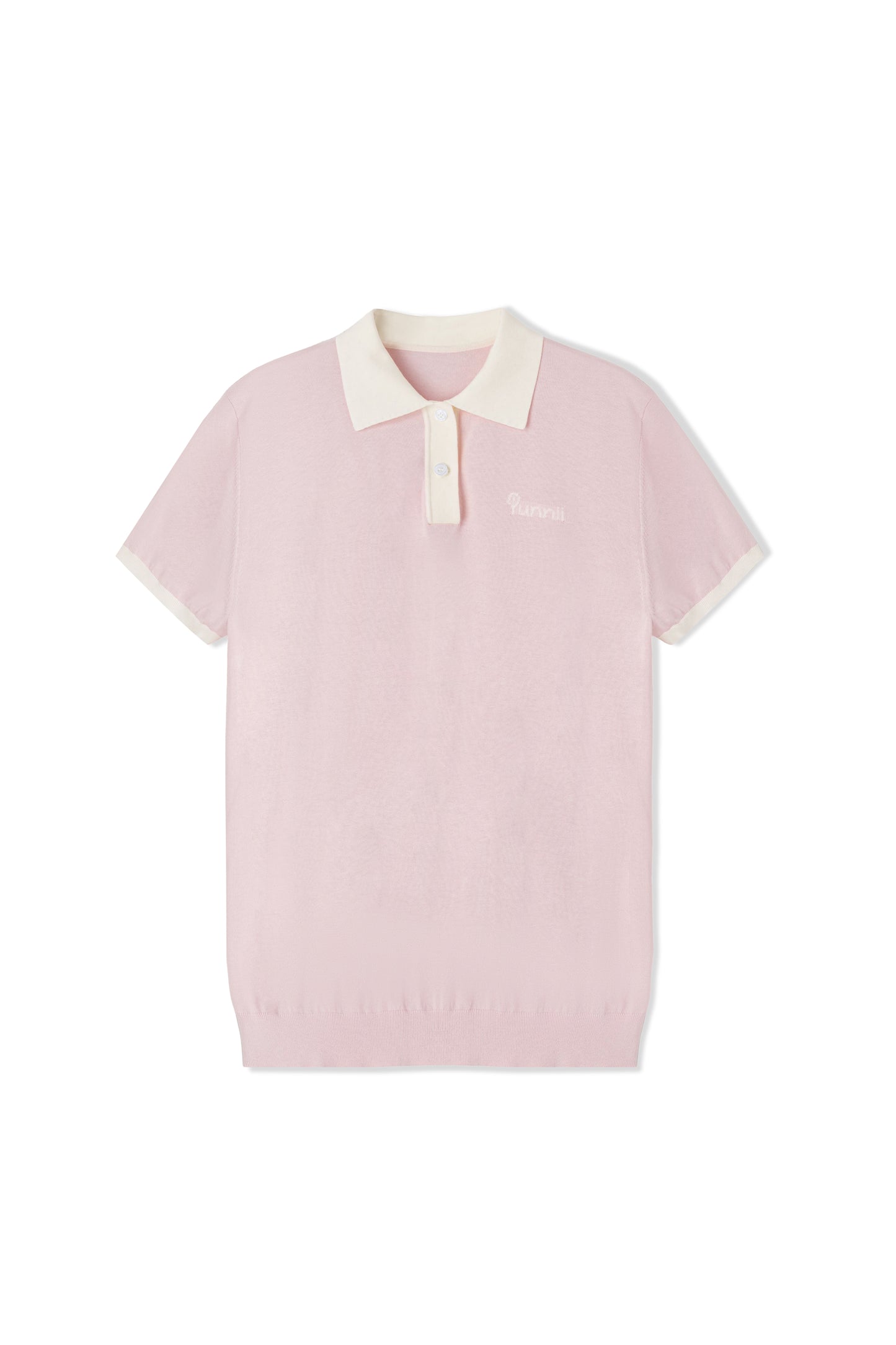 粉色梭織短袖polo