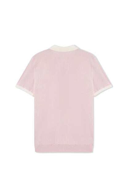 粉色梭織短袖polo